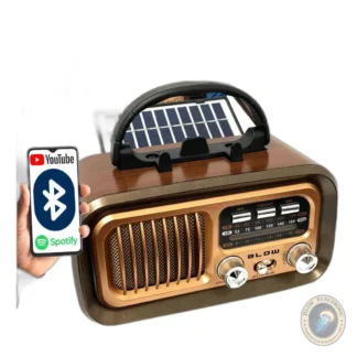 Radio kuchenne przenosne retro na baterie solarne Bluetooth FM akumulator — zdjęcie 1